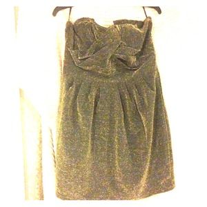 Black and gold strapless dress