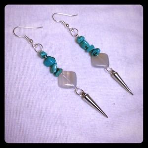 Turquoise and Agate Handmade Earrings