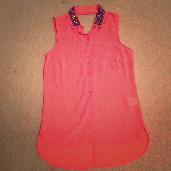 Pink and beaded sleeveless top