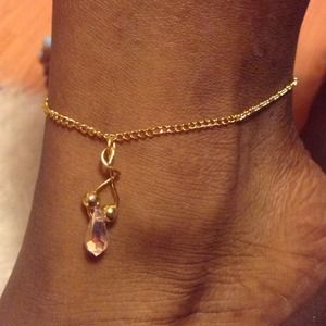 Swarovski Crystal & Gold Bead Anklet