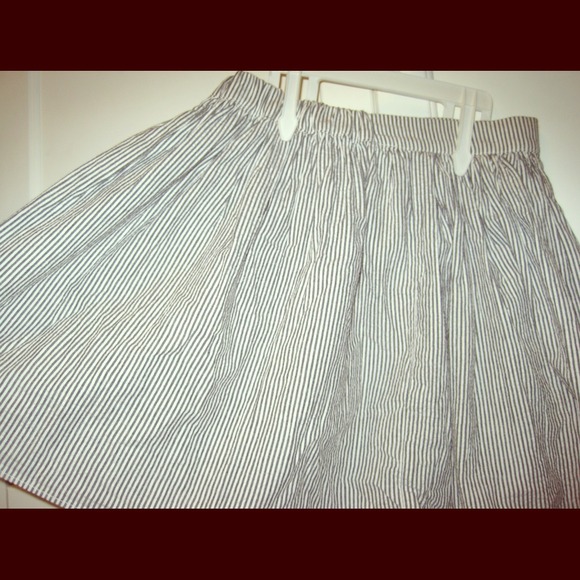 dark Blue and White Striped Skirt