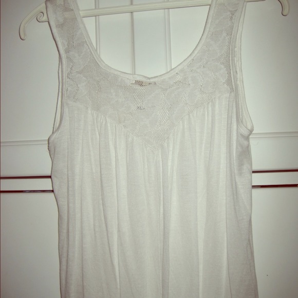 White Tank with Lace Detail