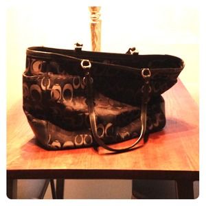 Large Black Coach (classic C) laptop/baby bag!