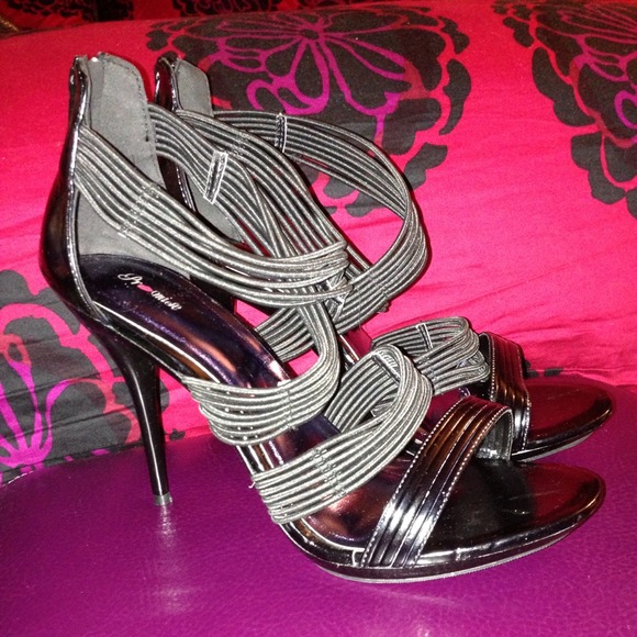 Stretchy band stilettos and two tone sandals