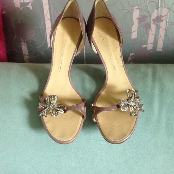 GIUSEPPE ZANOTTI Suede Mauve Slip On Sandals