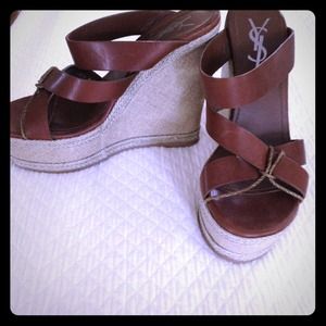 YSL Sandals , brown with lighter tan platform.