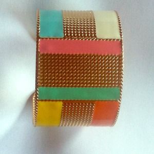 Multi color color block bangle