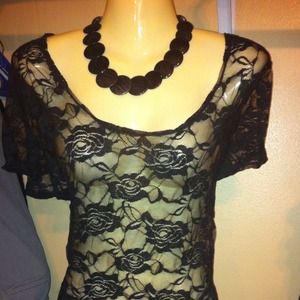 💵SOLD!💵Black sheer lace peplum top