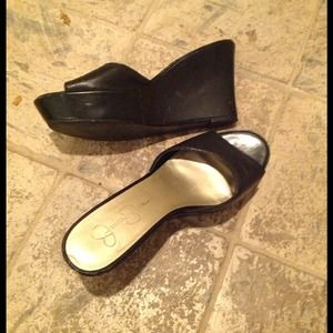 black slip on wedges
