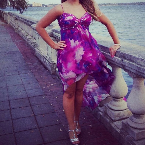 High Low Purple Dress