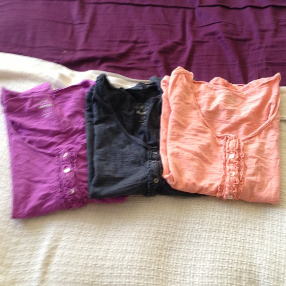 3 ruffle front tops