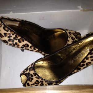 Aldo Leopard Peep Toe Shoes