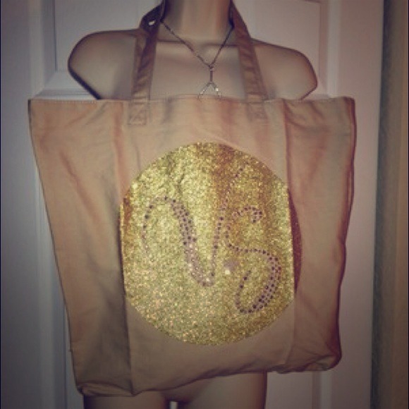 ❗HOLD❗Victoria secret 2013 gold & canvas tote bag