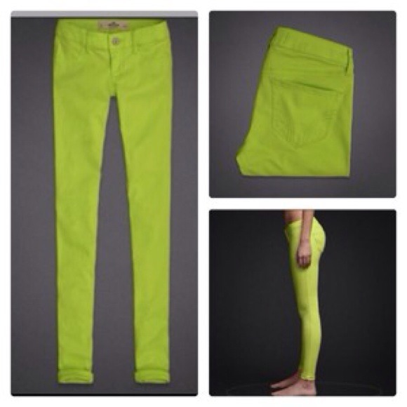hollister lime green skinny jeans