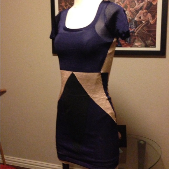 French Connection Hot Mini-dress Navy/Tan
