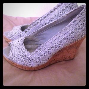 Bakers silver cork wedges