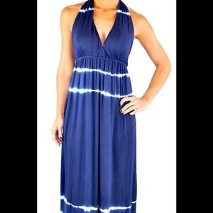 Blue and white maxi dress