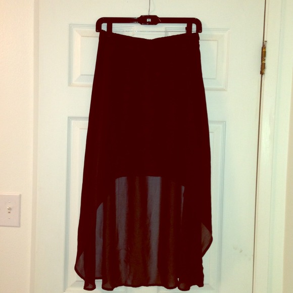 Black chiffon high-low/hi-low skirt