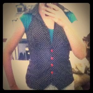 Retro style black and white polka dot vest