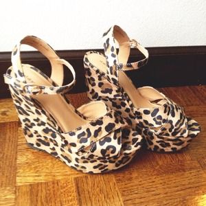 Leopard Print Platform Wedges