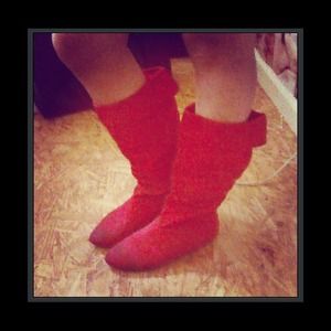 Tall Red Suede Boots