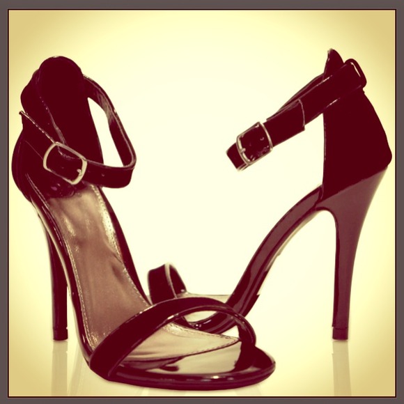 Black Ankle Strap Dress High Heels