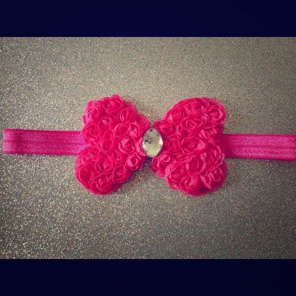 Heart Shabby Chic Bow, Hot Pink