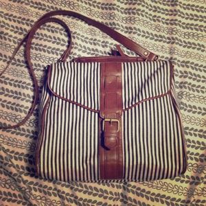 Navy strips with brown lining crossbody
