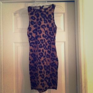 Cotton, stretch, form-fitting cheetah print dress