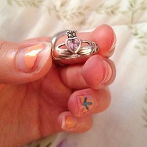 Claddagh Ring with pick gem!