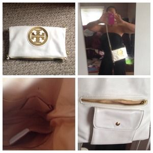 White clutch with GOLD hardware