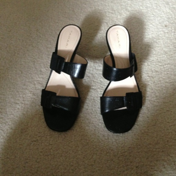 Black two strap heel