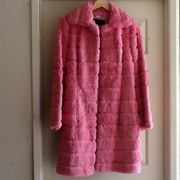 Authentic pink Rabbits fur coat