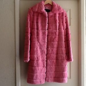 Authentic pink Rabbits fur coat