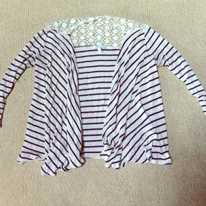 Striped Cardigan w/ laced back