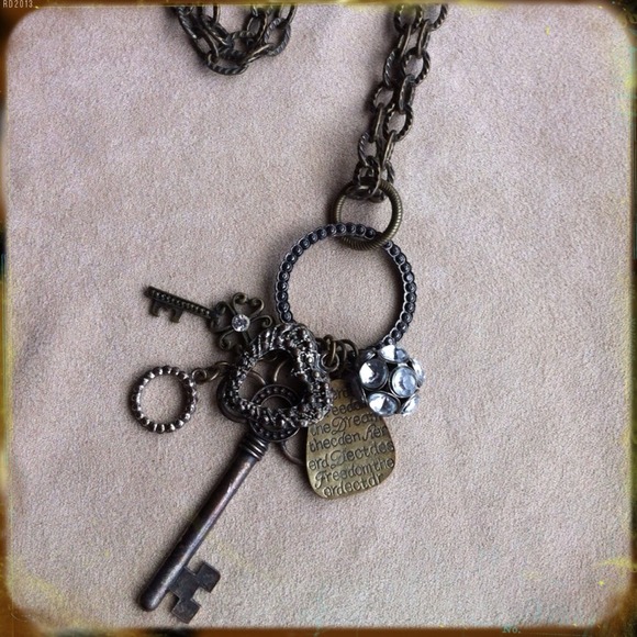Bronze Charm Ring Necklace
