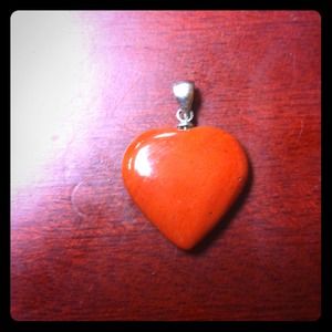 Orange stone heart pendant
