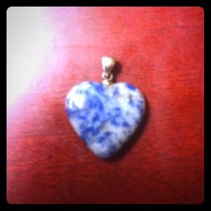 Blue and white heart stone pendant