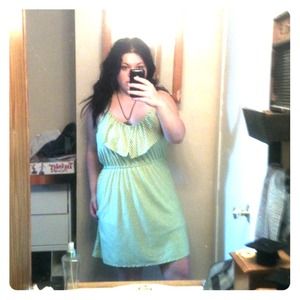 Green and grey striped dress