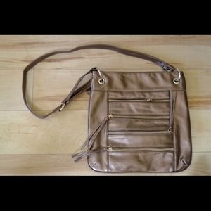 Adorable gold purse with long adjustable strap