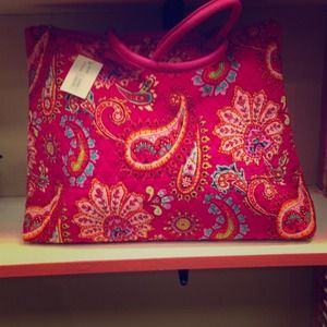 Patterned pink tote