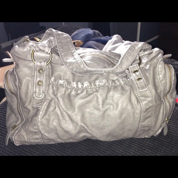 Grey soft faux leather Converse handbag