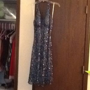 Turquoise and brown sequin cocktail dress!