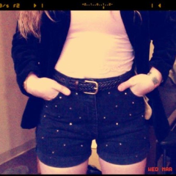 ❌Sold❌high waisted black rhinestone shorts