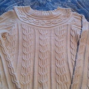 Liz Claiborne Ivory Cable Knit Sweater XL