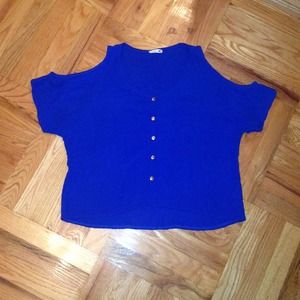 SOLD Royal blue cut open shoulder top size large