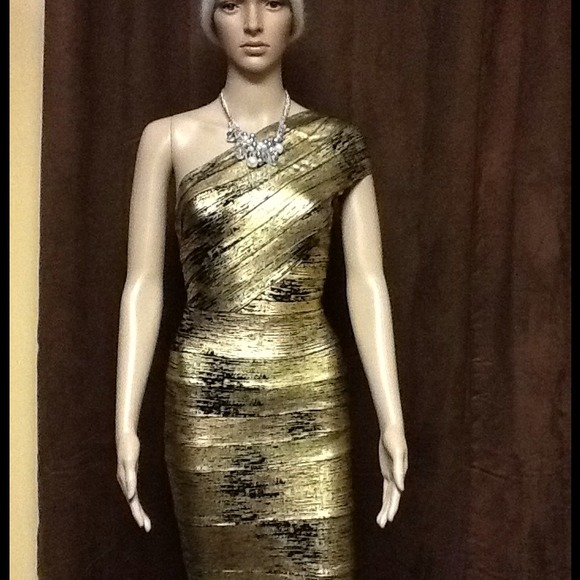 GOLD METALIC HERVE LEGER STYLE FOR $300