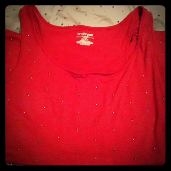 Lane Bryant Red Tank with Gold Studs