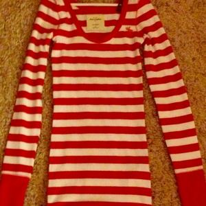 Red and white striped long sleeve shirt
