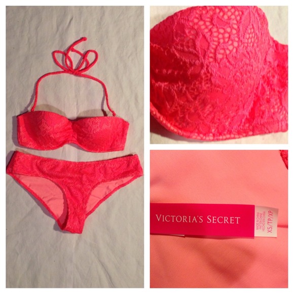 VS Coral Lace Push-up Bandeau Swimsuit